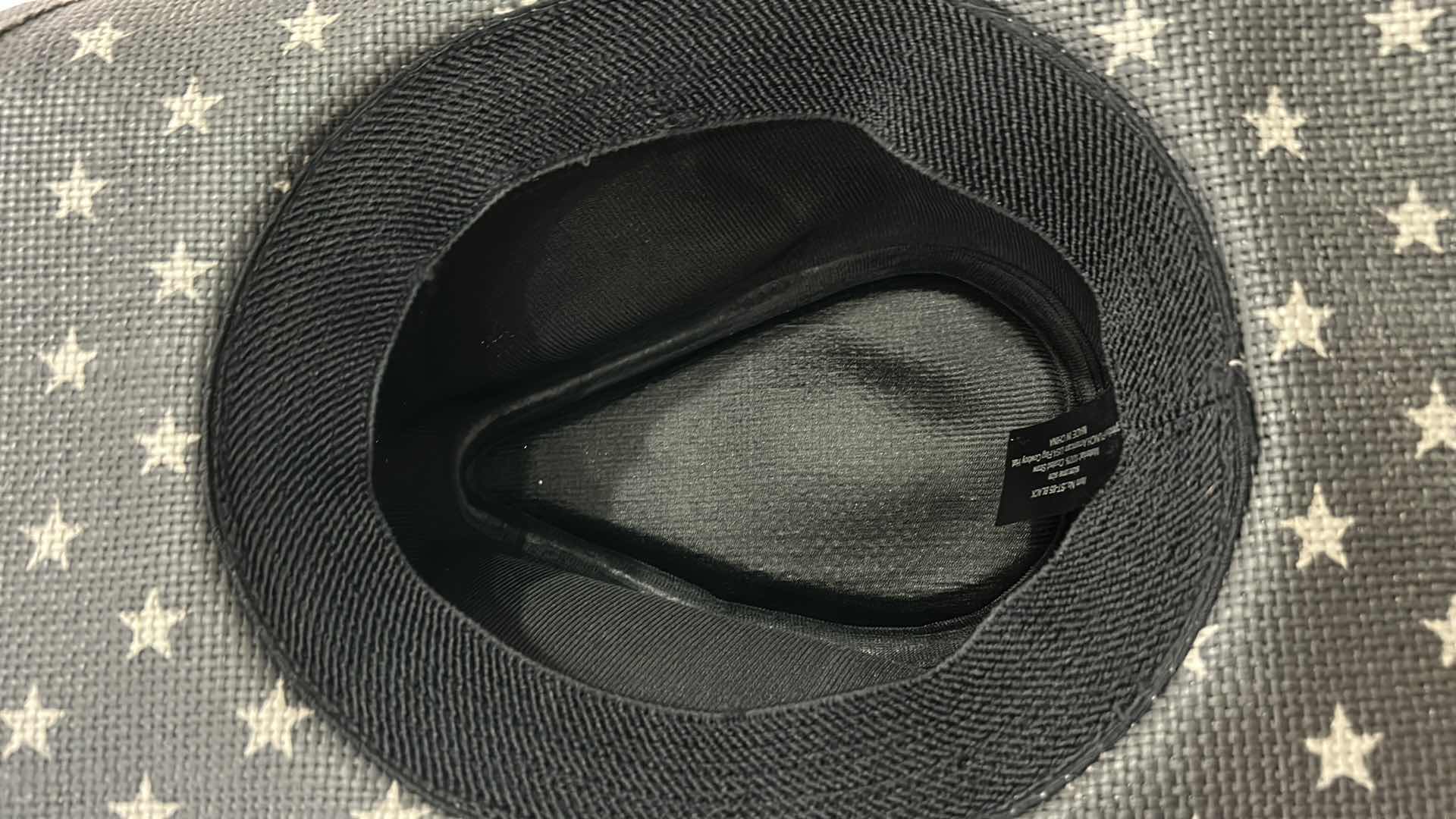 Photo 1 of NEW- MENS WOMENS BLACK AND GRAY STARS AND STRIPES WESTERN COATED STRAW HAT SIZE MED