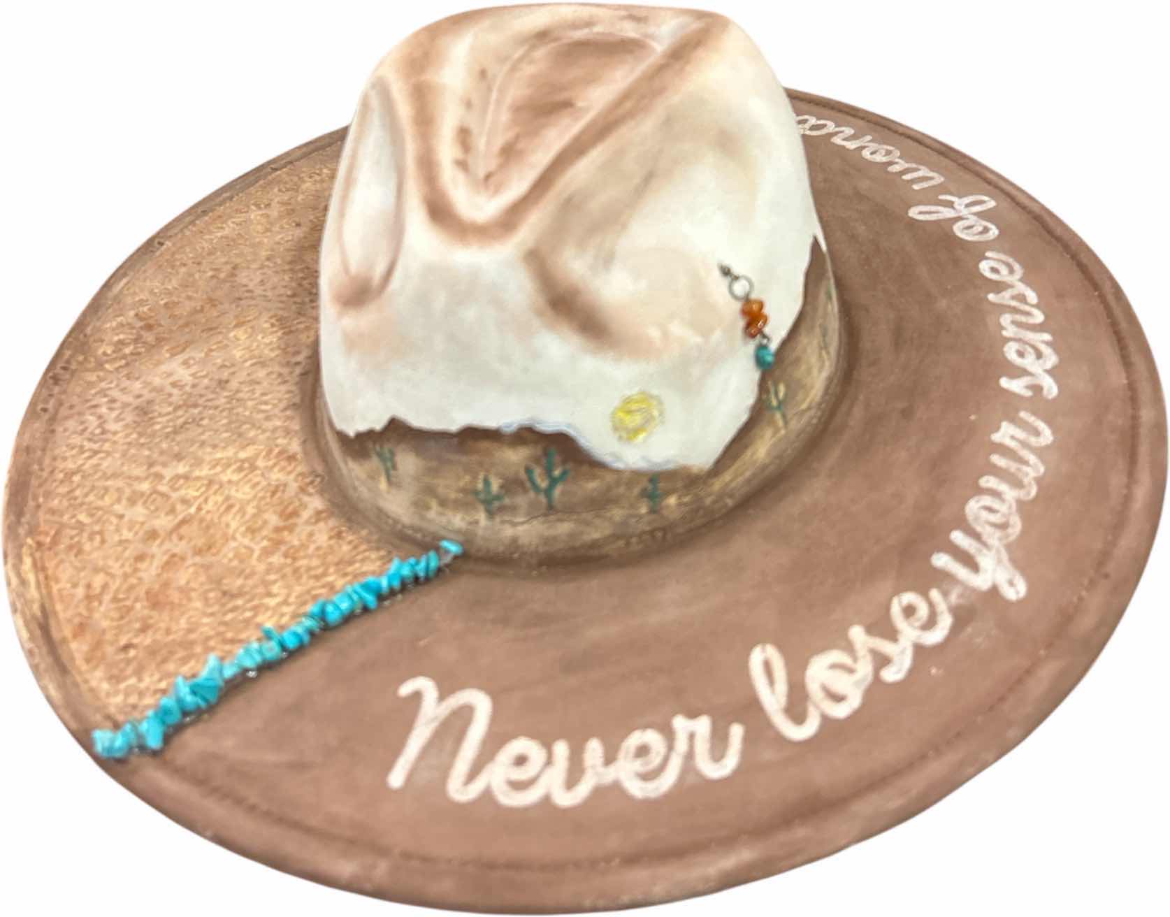 Photo 1 of NEW- HAND PAINTED WESTERN FEDORA WITH REAL TURQUOISE CHIPS ADJUSTABLE SIZE M-L