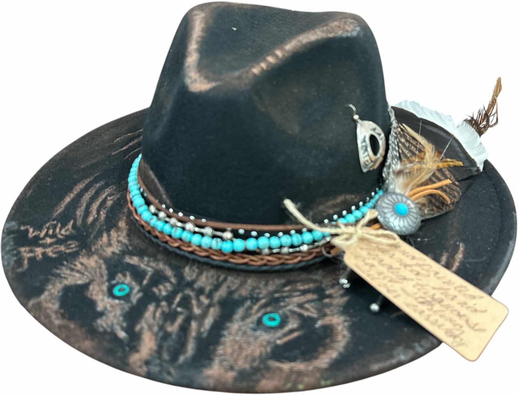 Photo 1 of NEW- CUSTOM WESTERN FEDORA WITH STERLING SILVER AND TURQUOISE SIZE M/L ADJUSTABLE