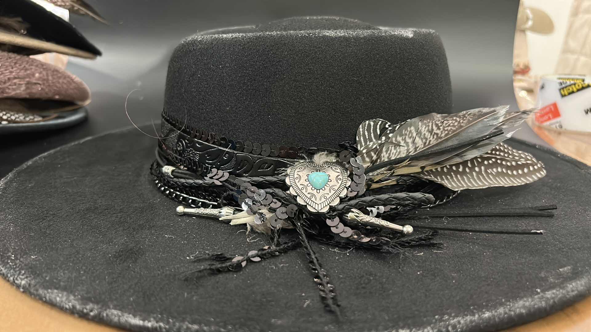 Photo 1 of NEW- CUSTOM BLACK FEDORA SIZE M/L ADJUSTABLE