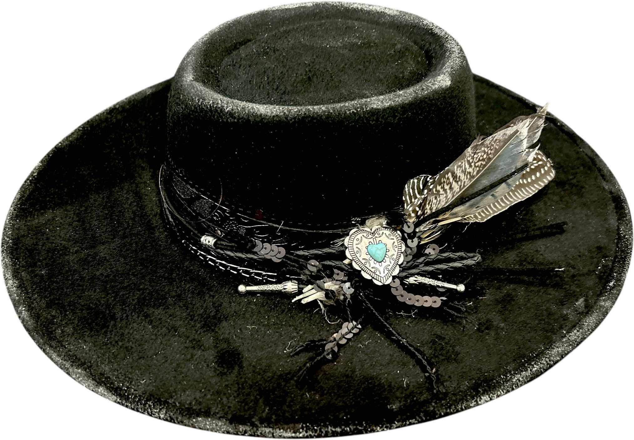 Photo 1 of NEW- CUSTOM BLACK FEDORA SIZE M/L ADJUSTABLE