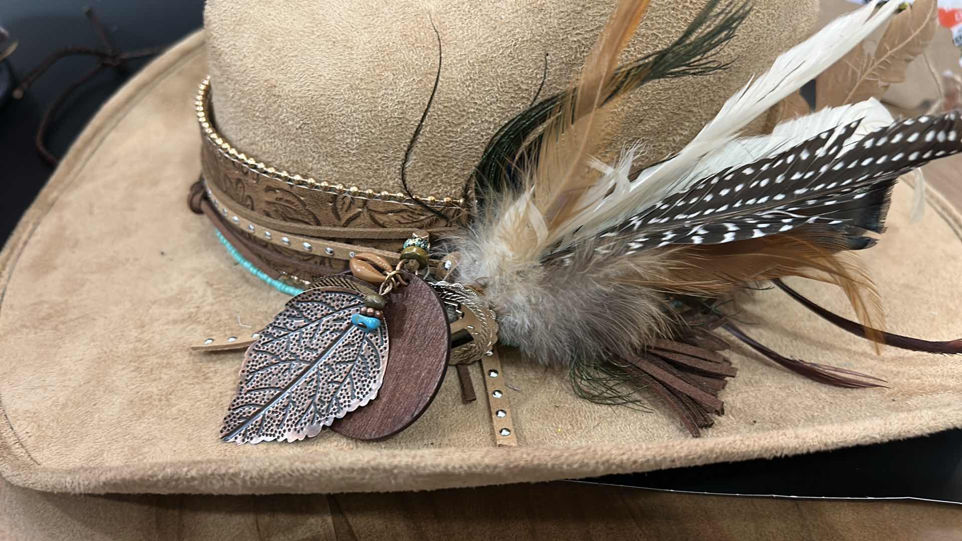 Photo 1 of NEW- CUSTOM WESTERN STYLE COWGIRL HAT WITH HEART CROWN SIZE MED