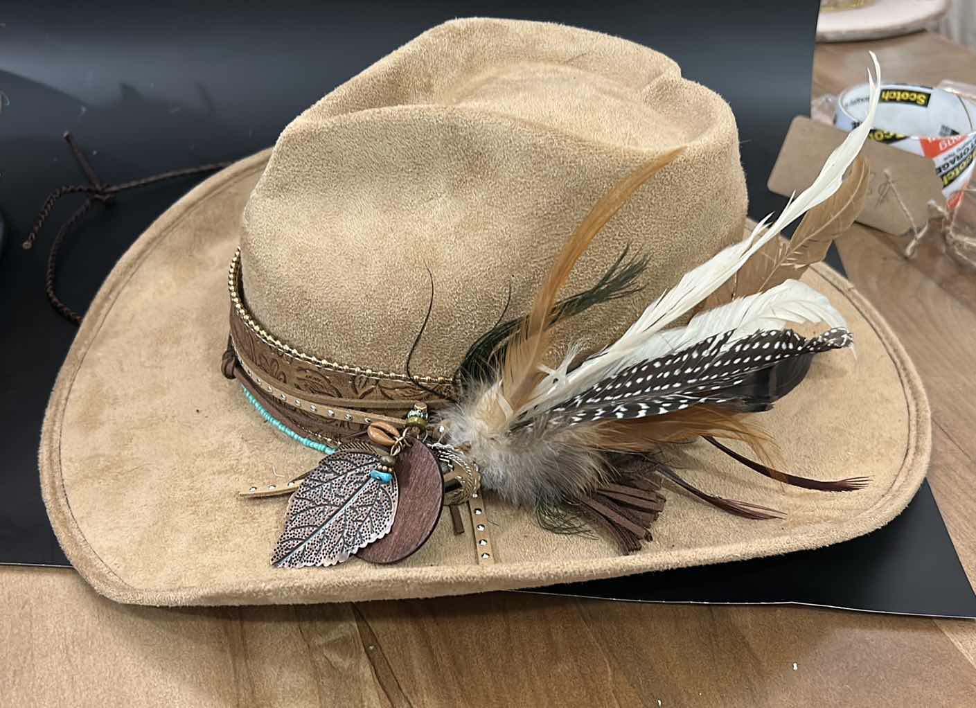 Photo 1 of NEW- CUSTOM WESTERN STYLE COWGIRL HAT WITH HEART CROWN SIZE MED