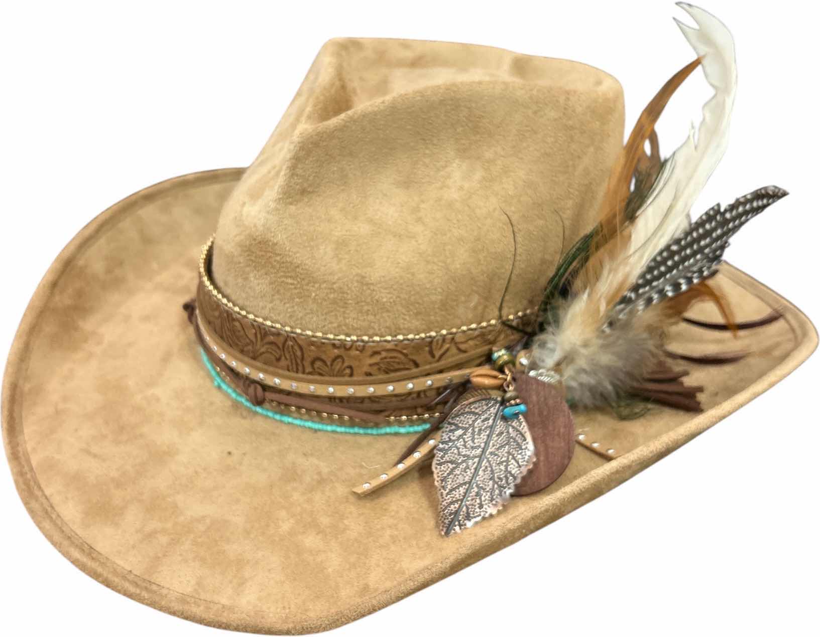 Photo 1 of NEW- CUSTOM WESTERN STYLE COWGIRL HAT WITH HEART CROWN SIZE MED