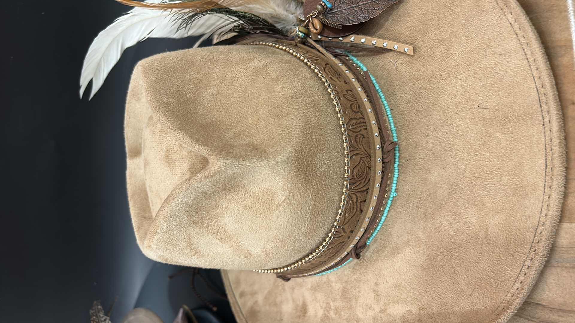 Photo 1 of NEW- CUSTOM WESTERN STYLE COWGIRL HAT WITH HEART CROWN SIZE MED