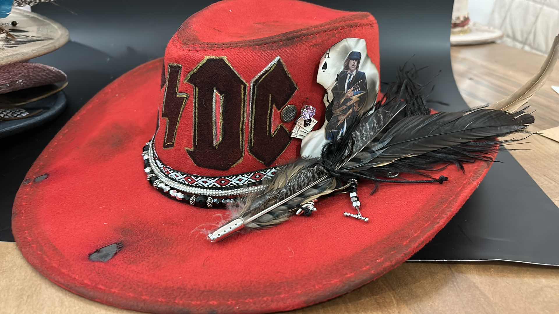 Photo 1 of NEW- CUSTOM RED MENS/WOMENS AC/DC HAT SIZE MED