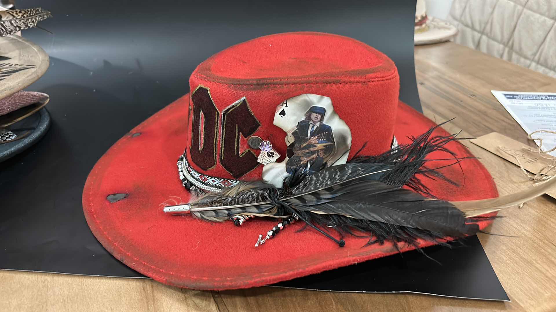 Photo 1 of NEW- CUSTOM RED MENS/WOMENS AC/DC HAT SIZE MED
