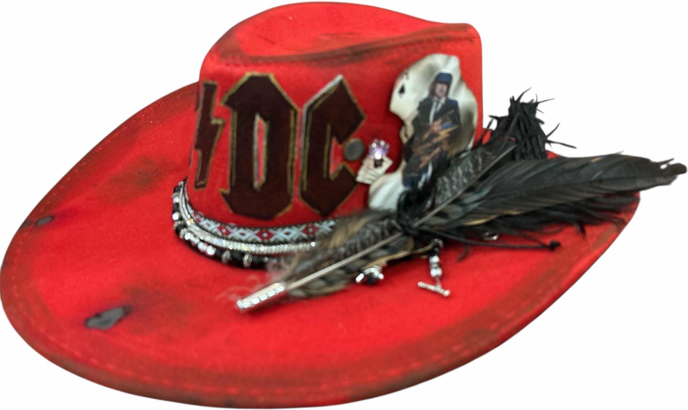 Photo 1 of NEW- CUSTOM RED MENS/WOMENS AC/DC HAT SIZE MED