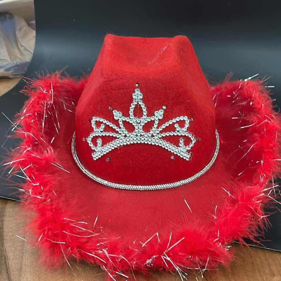 Photo 1 of NEW- WOMENS LIGHT UP RED QUEEN FANCY COWGIRL HAT