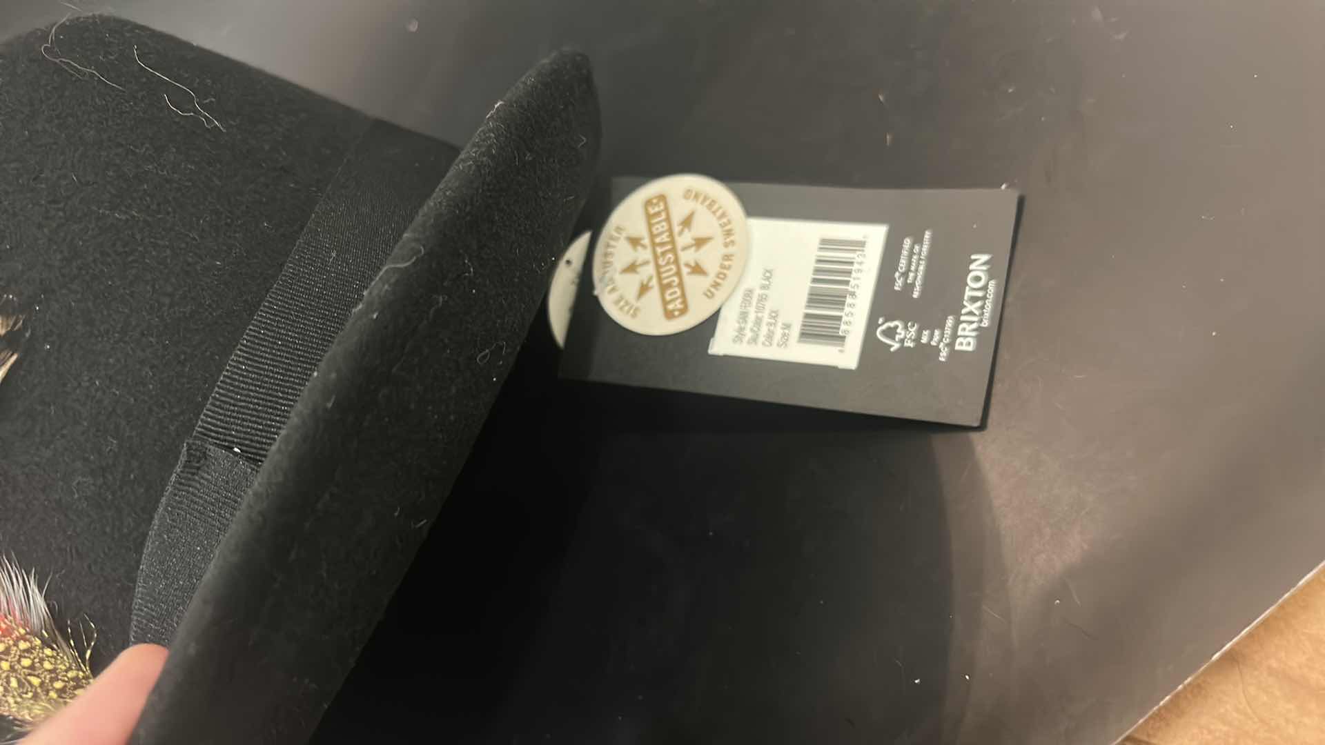 Photo 1 of NEW- MENS BRIXTON BLACK FEDORA SIZE MED ADJUSTABLE