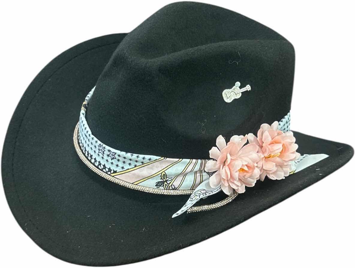 Photo 1 of NEW- WOMENS CUSTOM BLACK COWGIRL HAT SIZE SM