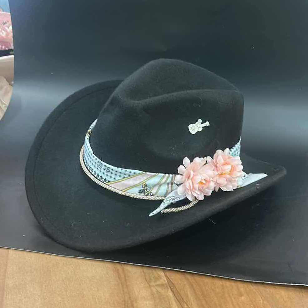Photo 1 of NEW- WOMENS CUSTOM BLACK COWGIRL HAT SIZE SM