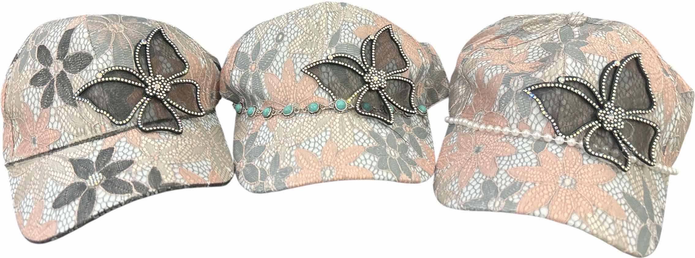 Photo 1 of NEW- 3 BUTTERFLY BASEBALL CAPS