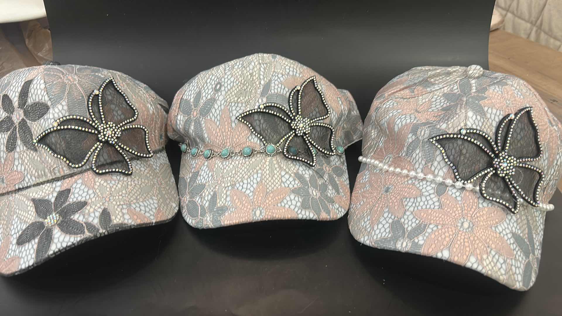 Photo 1 of NEW- 3 BUTTERFLY BASEBALL CAPS