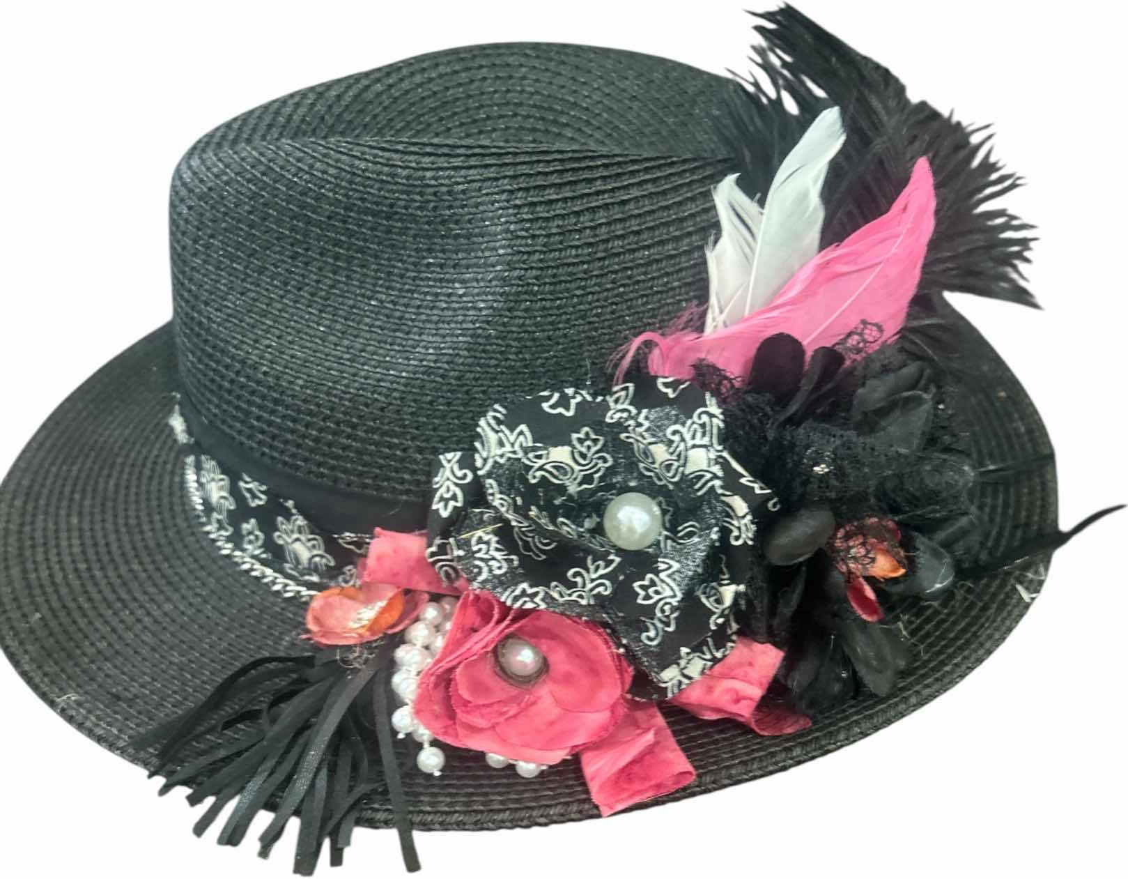 Photo 1 of NEW- WOMENS BLACK FEDORA STYLE CUSTOM HAT SIZE MED
