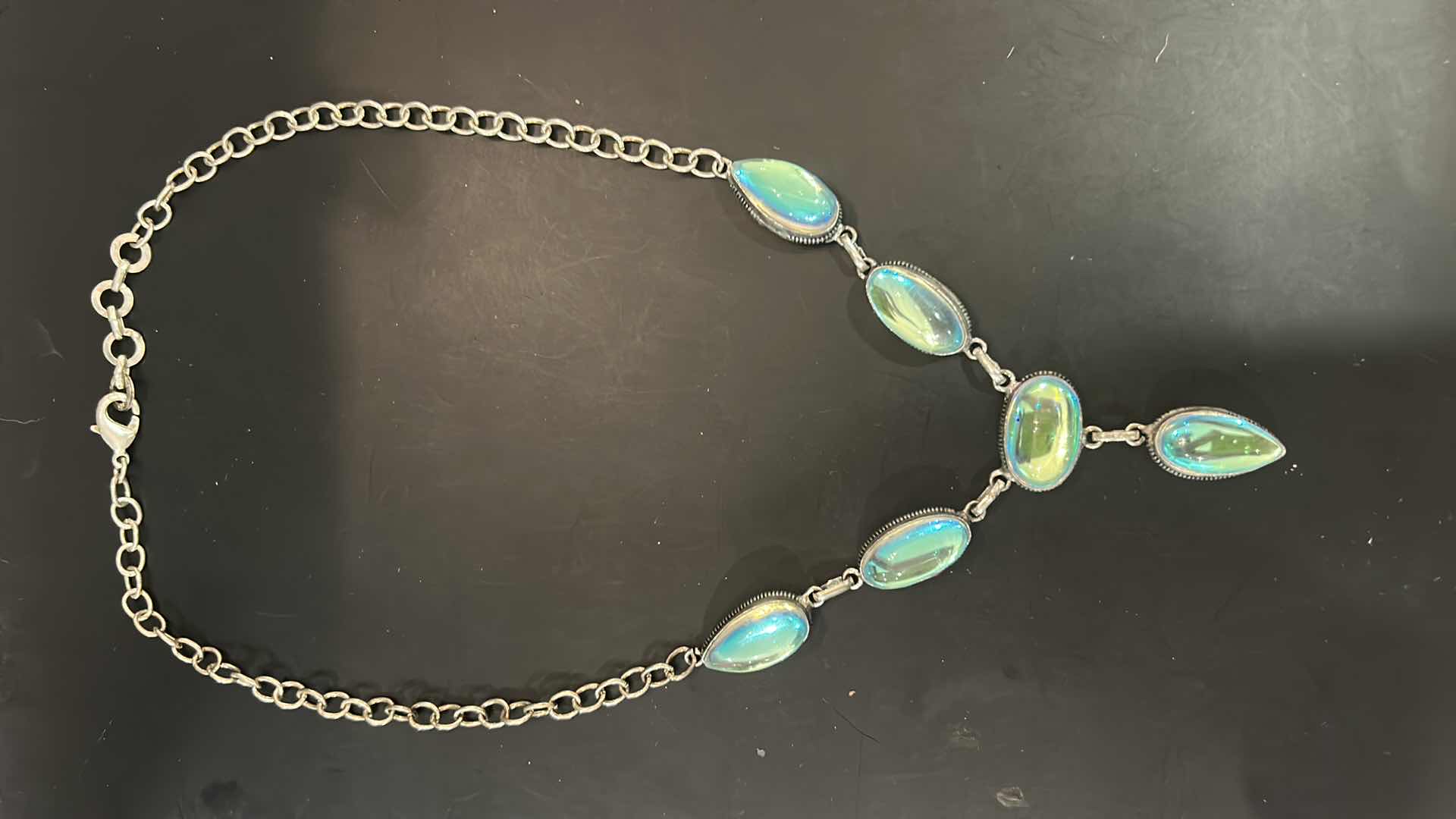 Photo 1 of STERLING SILVER NECKLACE WITH IRIDESCENT STONES