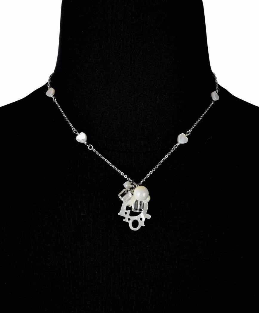Photo 1 of CHRISTIAN DIOR BY JOHN GALLIANO VINTAGE MOTHER OF PEARL LOGO HEART CHARM NECKLACE
