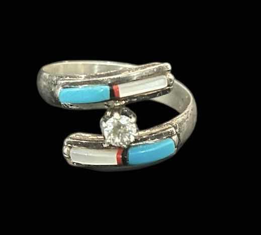 Photo 1 of STERLING SILVER RING WITH TURQUOISE EST SIZE 8