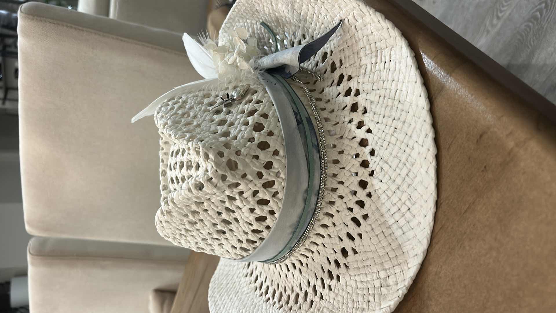 Photo 1 of NEW- WHITE WOVEN PAPER CUSTOM COWGIRL HAT ADJUSTABLE SIZE M/L