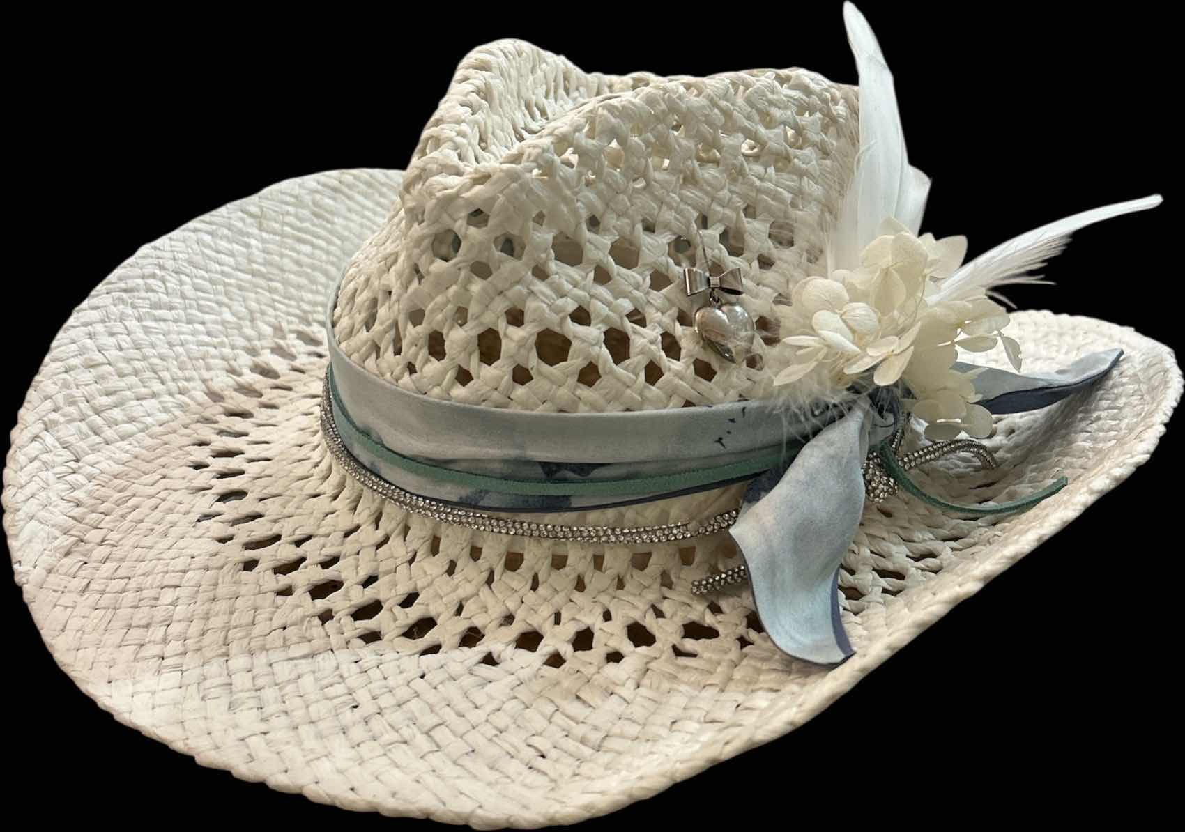 Photo 1 of NEW- WHITE WOVEN PAPER CUSTOM COWGIRL HAT ADJUSTABLE SIZE M/L