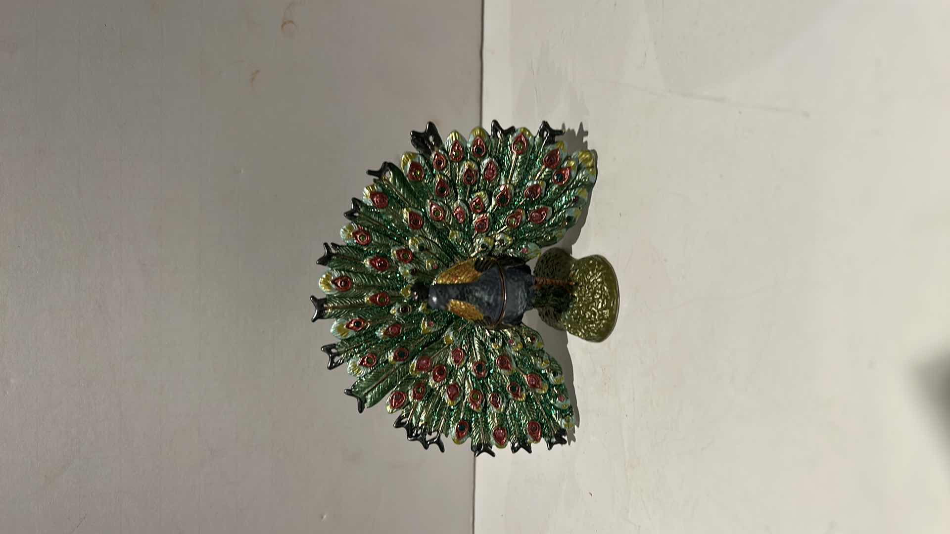 Photo 1 of BEJEWELED PEACOCK TRINKET BOX H3”