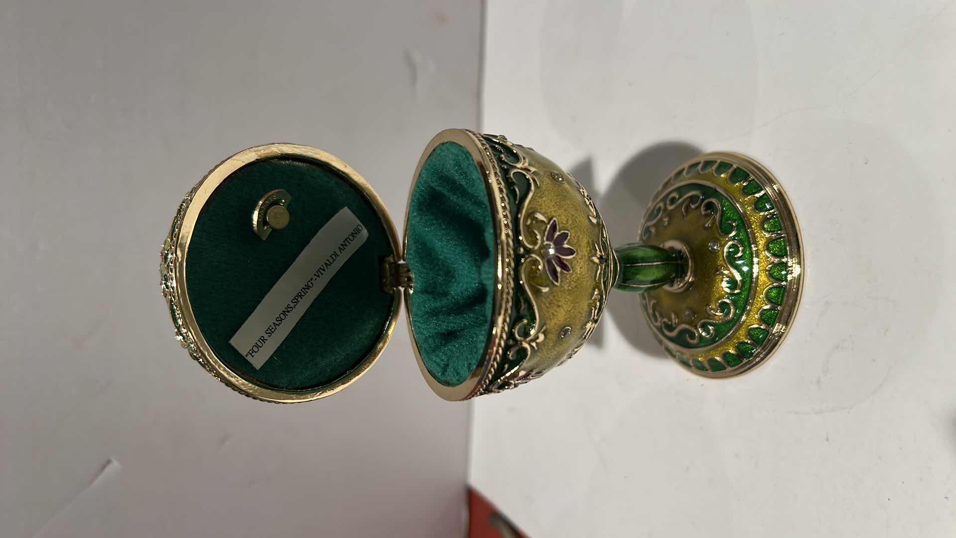 Photo 1 of BEJEWELED MUSICAL EGG SHAPED TRINKET BOX H5”