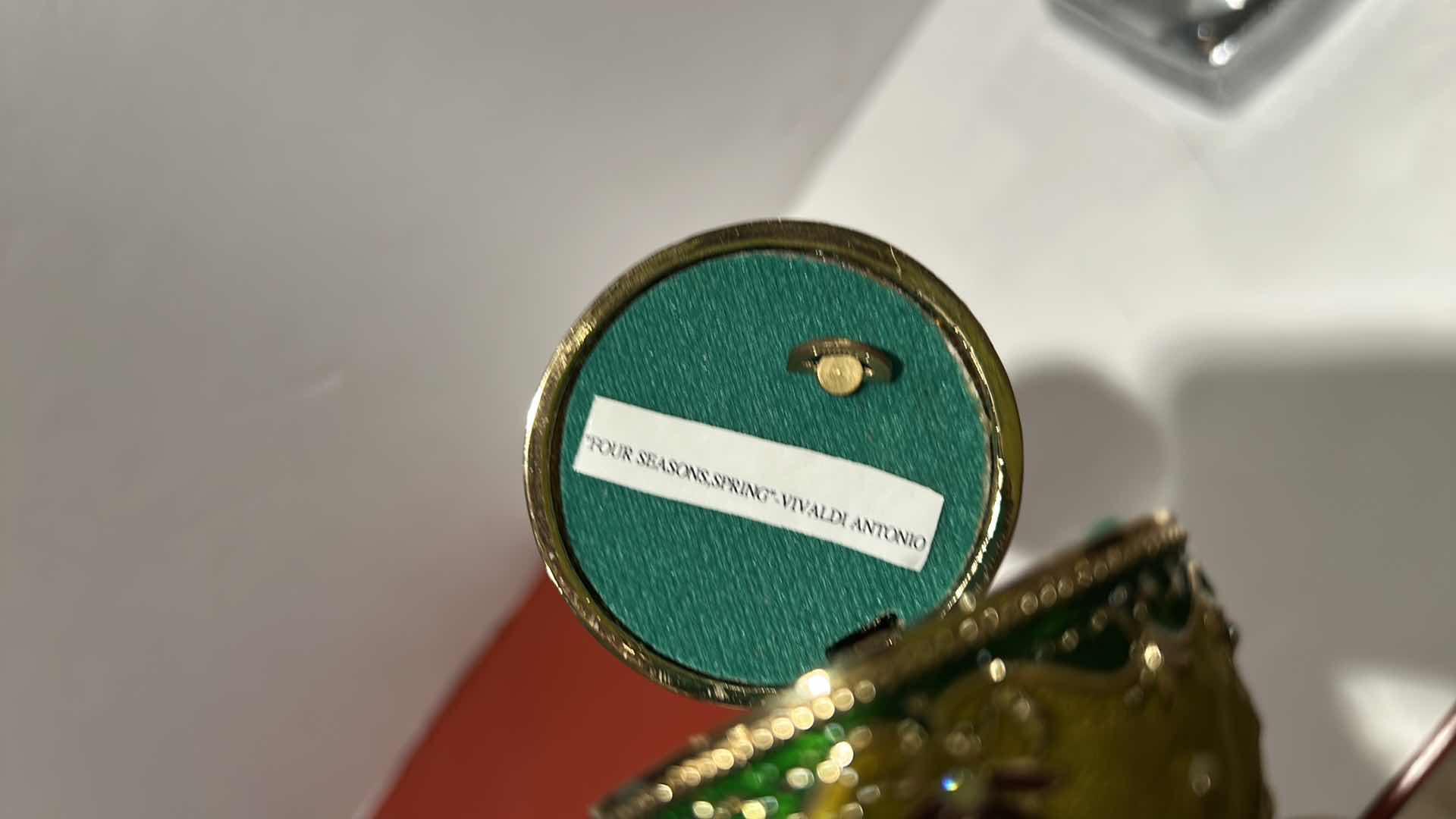 Photo 1 of BEJEWELED MUSICAL EGG SHAPED TRINKET BOX H5”