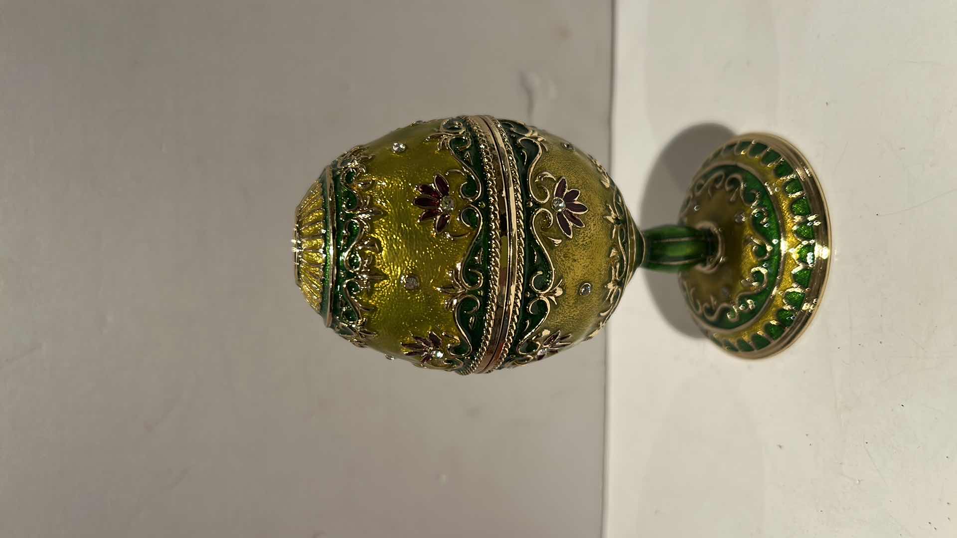 Photo 1 of BEJEWELED MUSICAL EGG SHAPED TRINKET BOX H5”
