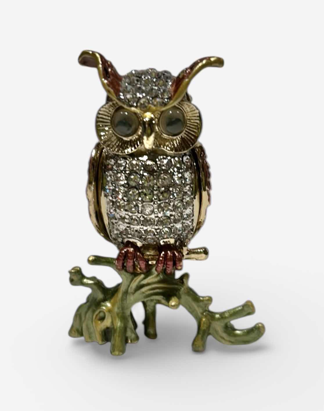 Photo 1 of BEJEWELED OWL TRINKET BOX H4”