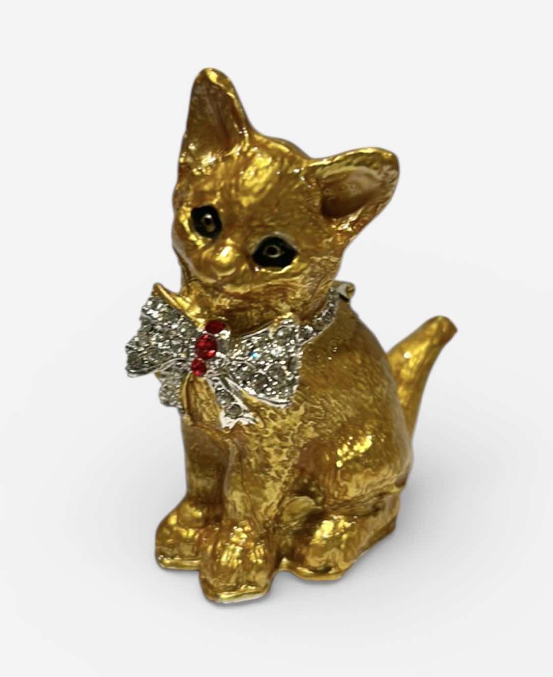 Photo 1 of BEJEWELED CAT TRINKET BOX H3.5”