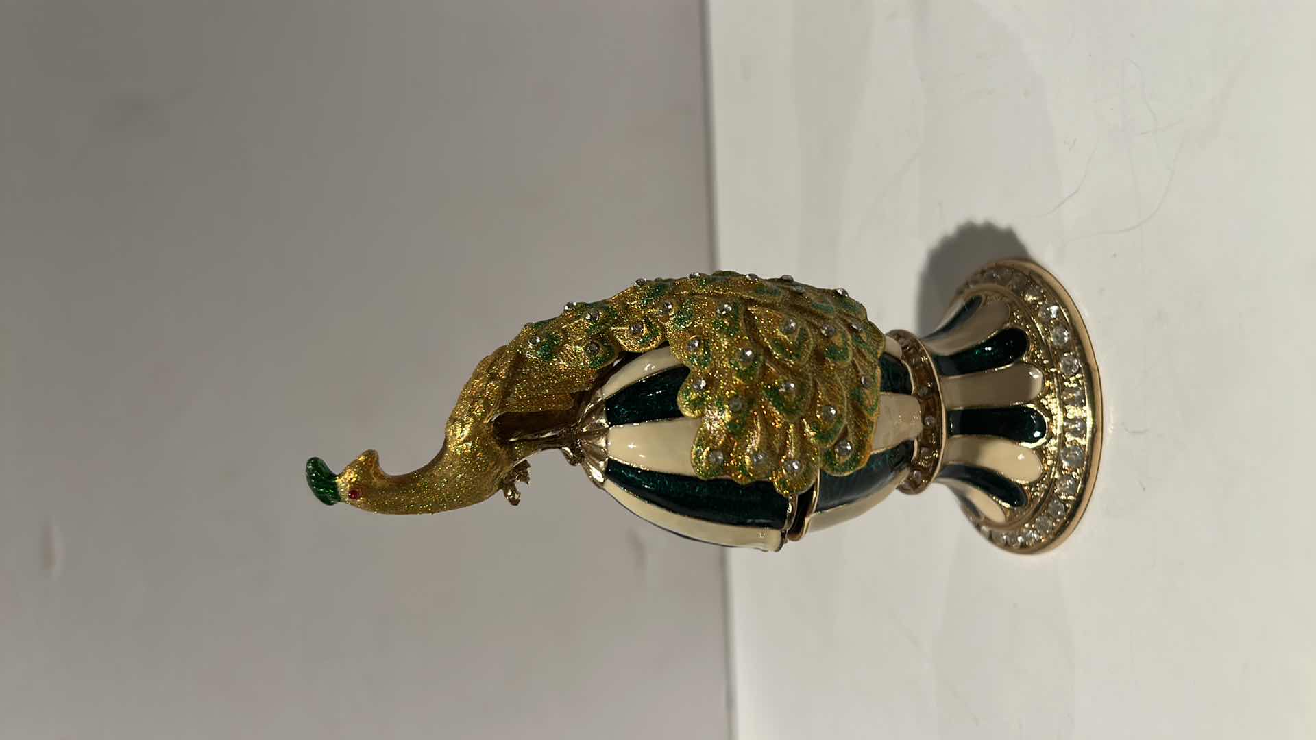 Photo 1 of BEJEWELED PEACOCK TRINKET BOX H5”