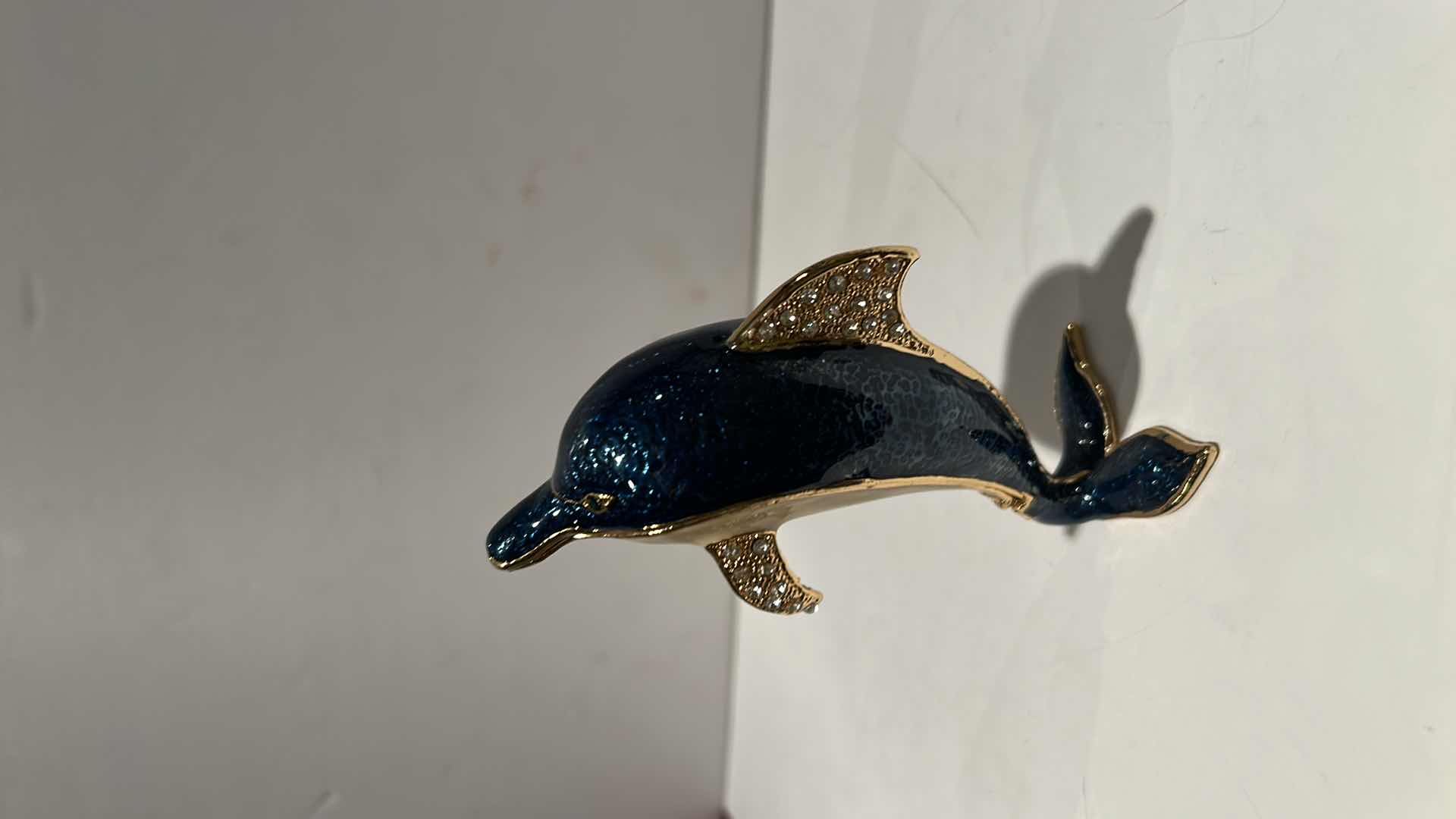 Photo 1 of BEJEWELED DOLPHIN TRINKET BOX H4.5”