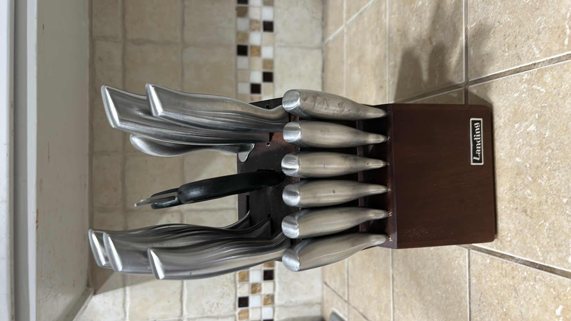 Photo 1 of WOOD BLOCK LANDING KNIFE SET