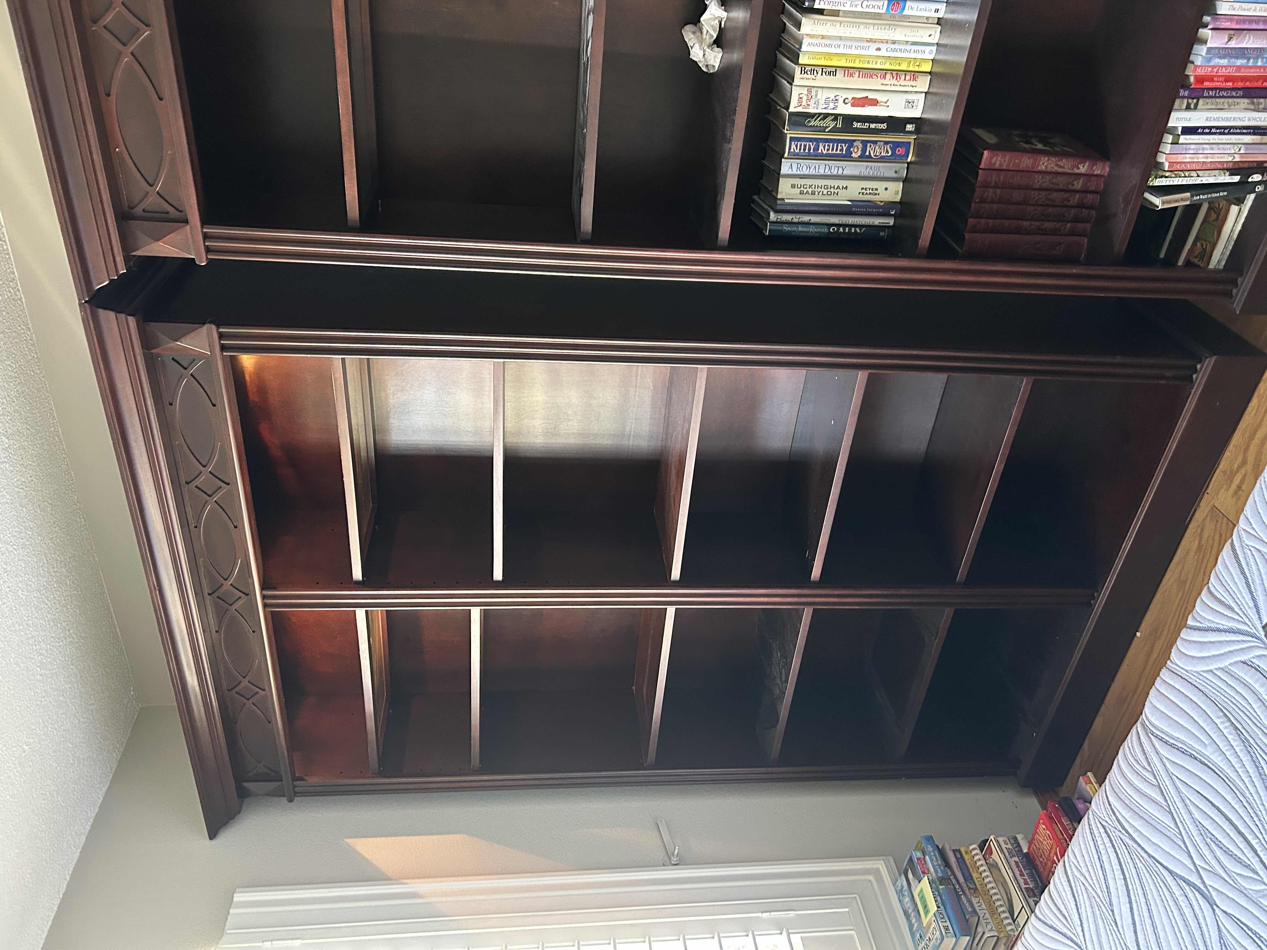 Photo 1 of LIGHTED WOOD BOOKSHELVES 8 WOOD SHELVES AND 4 WITH GLASS 53“ x 17“ x 85“