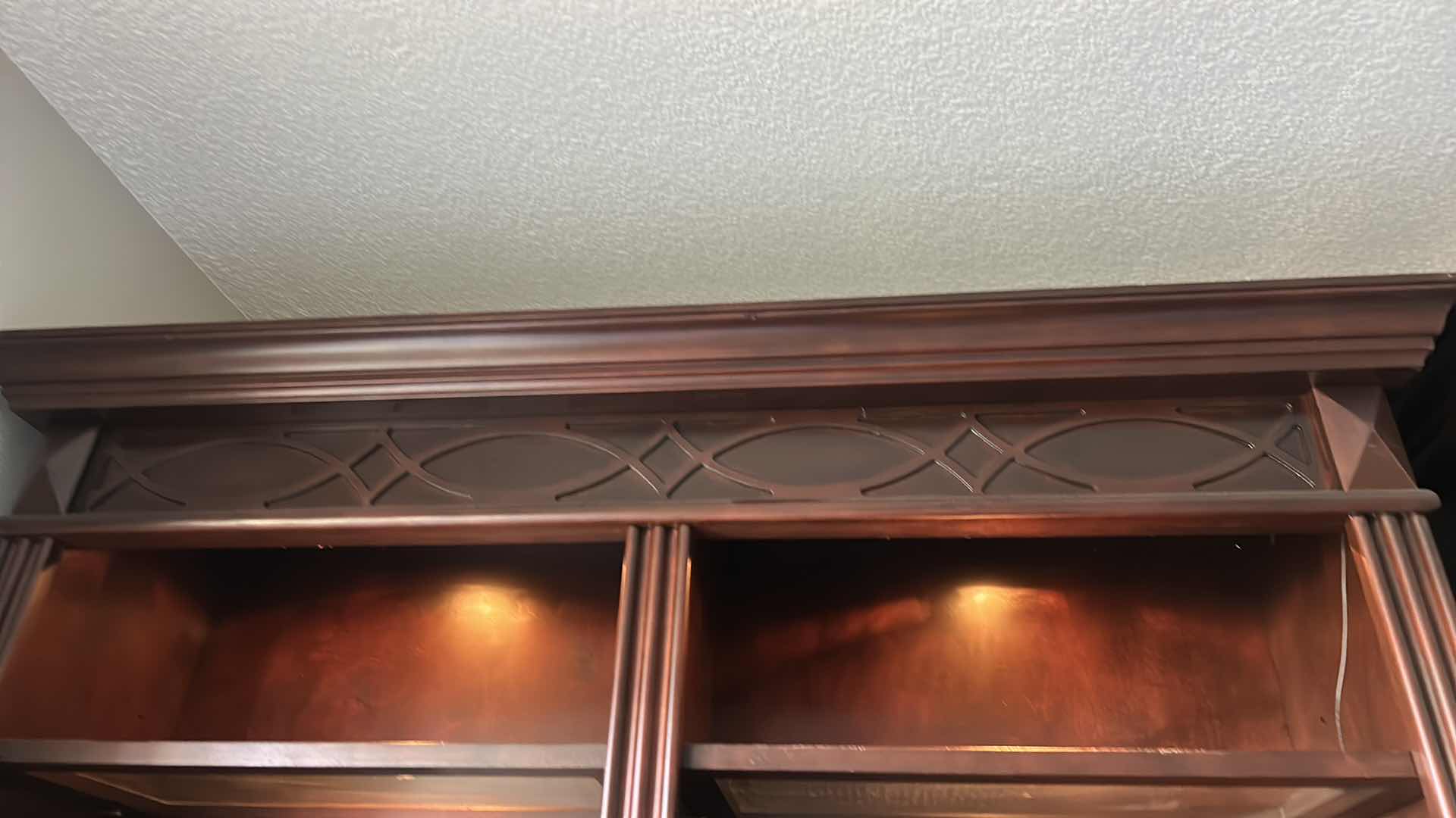 Photo 1 of LIGHTED WOOD BOOKSHELVES 8 WOOD SHELVES AND 4 WITH GLASS 53“ x 17“ x H85“