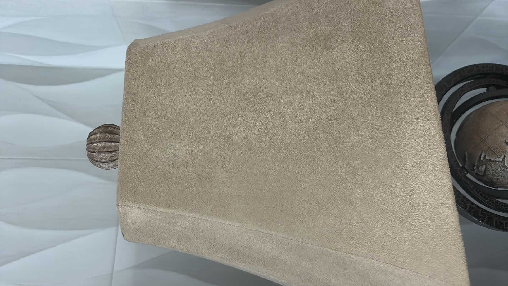 Photo 1 of ALLOY GLOBE TABLE LAMP WITH A BARREL SHADE. H30”