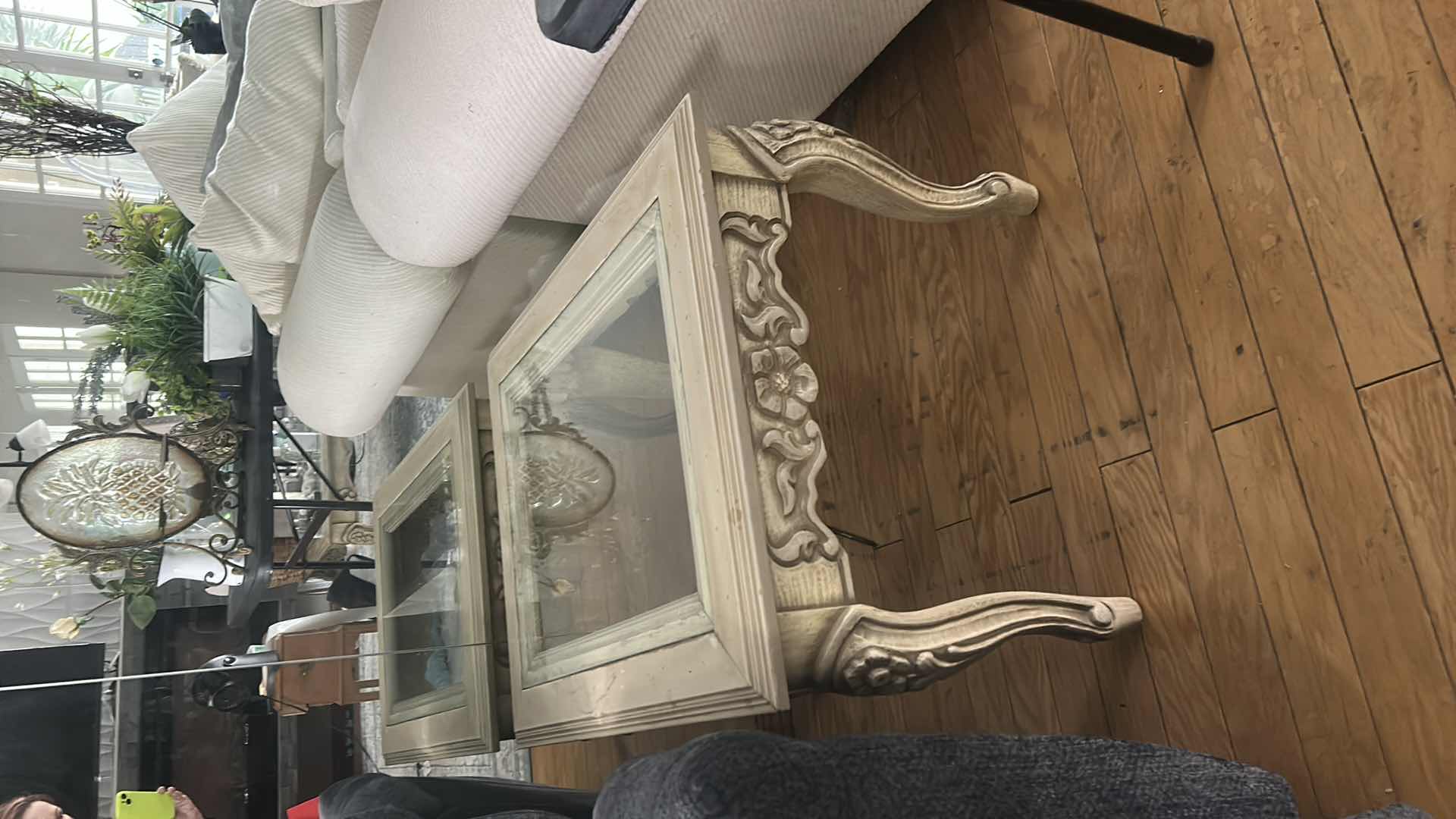 Photo 1 of VINTAGE WOOD AND GLASS END TABLE. 24“ x 30“ x H20“