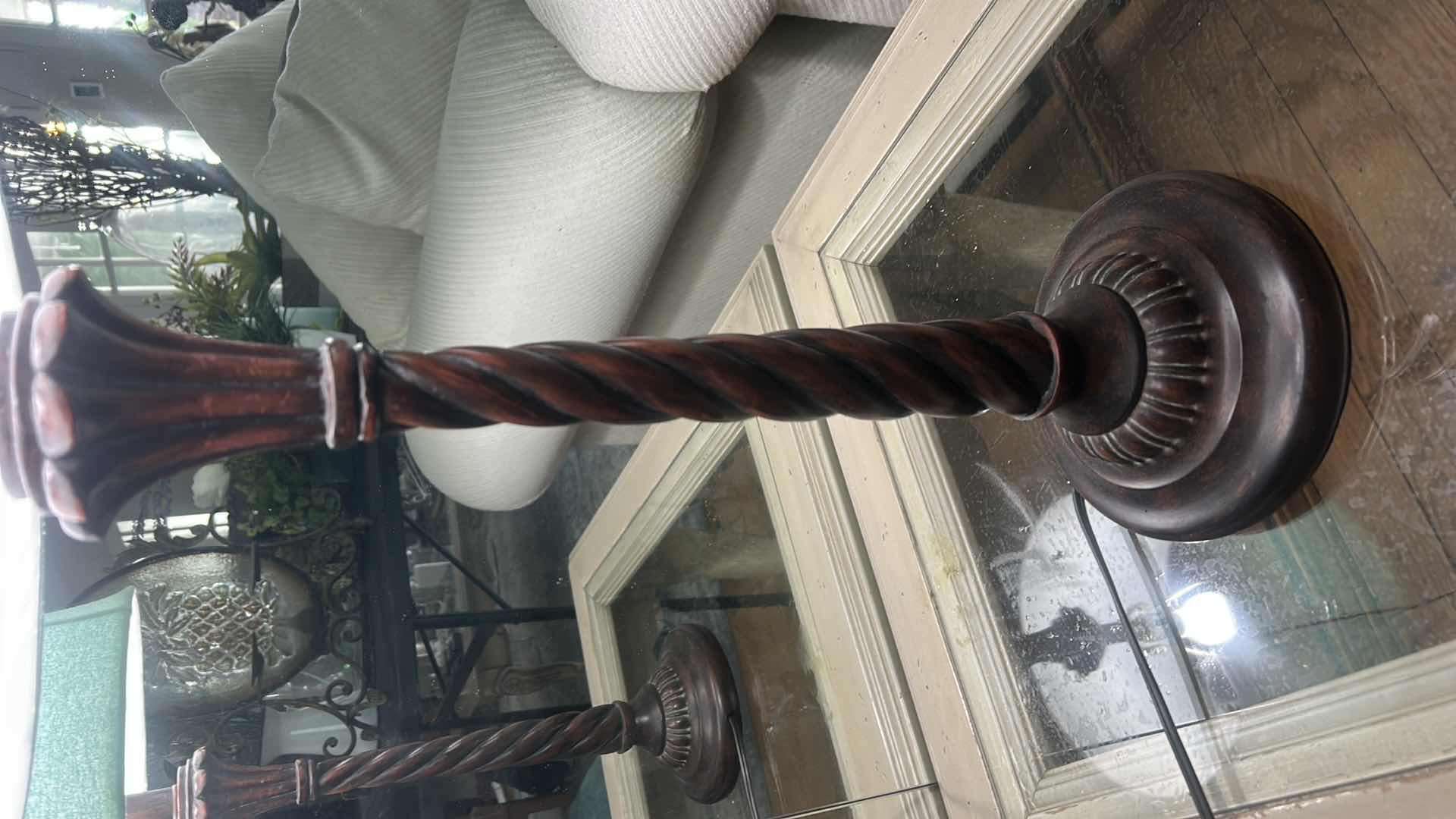 Photo 1 of METAL TABLE LAMP WITH BLUE SHADE H32”