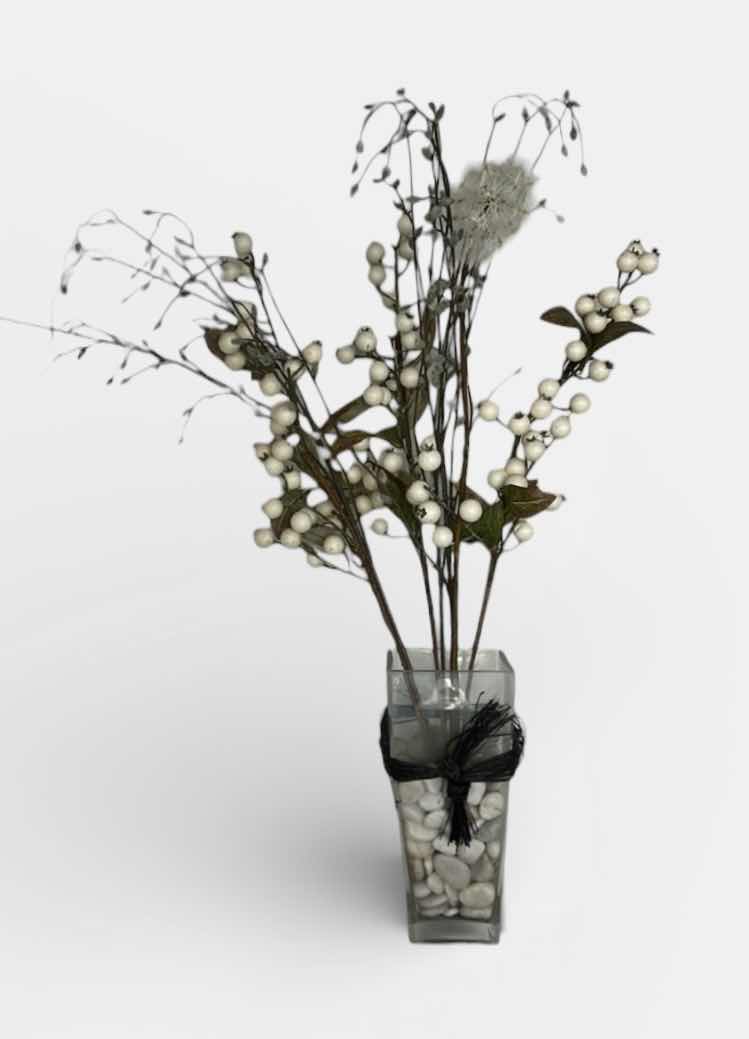 Photo 1 of GLASS VASE WITH DRY FLOWERS H38”