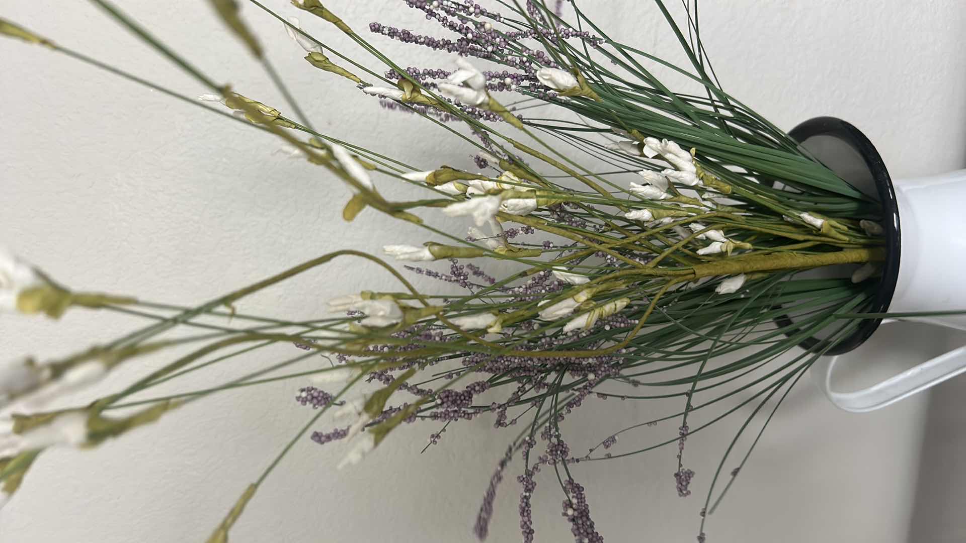 Photo 1 of ENAMEL PITCHER VASE H8” WITH FAUX FLORAL