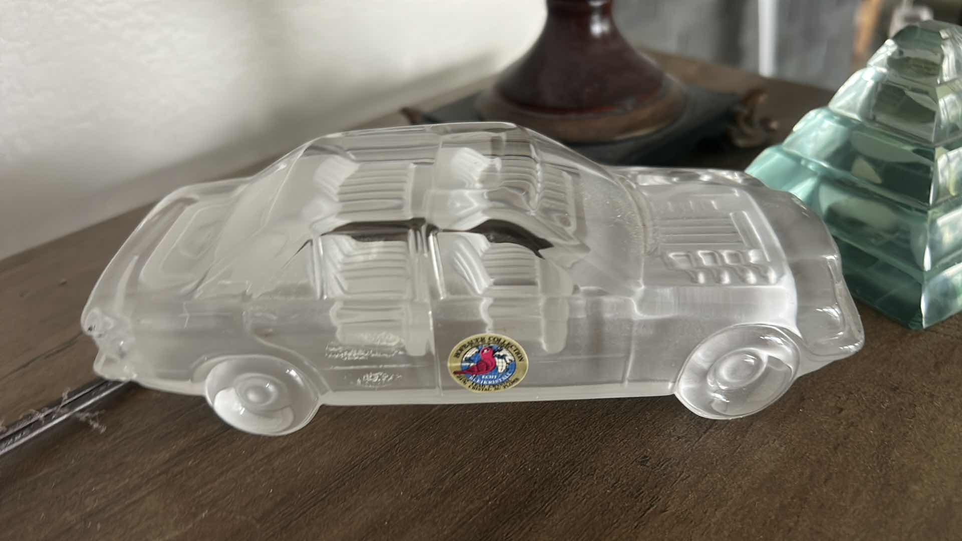 Photo 1 of HOME DECOR, RESIN LAMP H18” & GLASS CAR AND PYRAMID