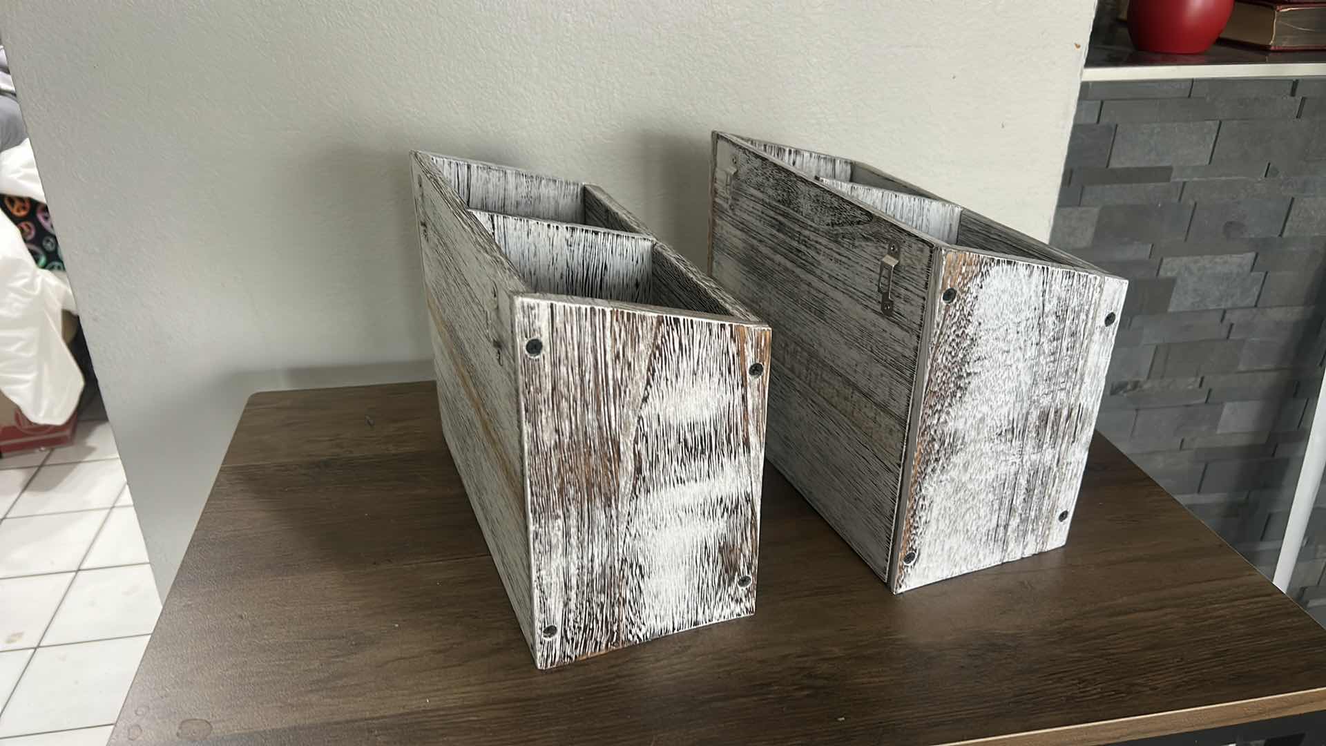 Photo 1 of TWO RUSTIC WOOD UTENSIL HOLDERS