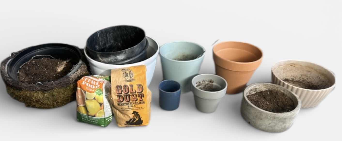 Photo 1 of GARDENING SUPPLIES- POTS AND FERTILIZER