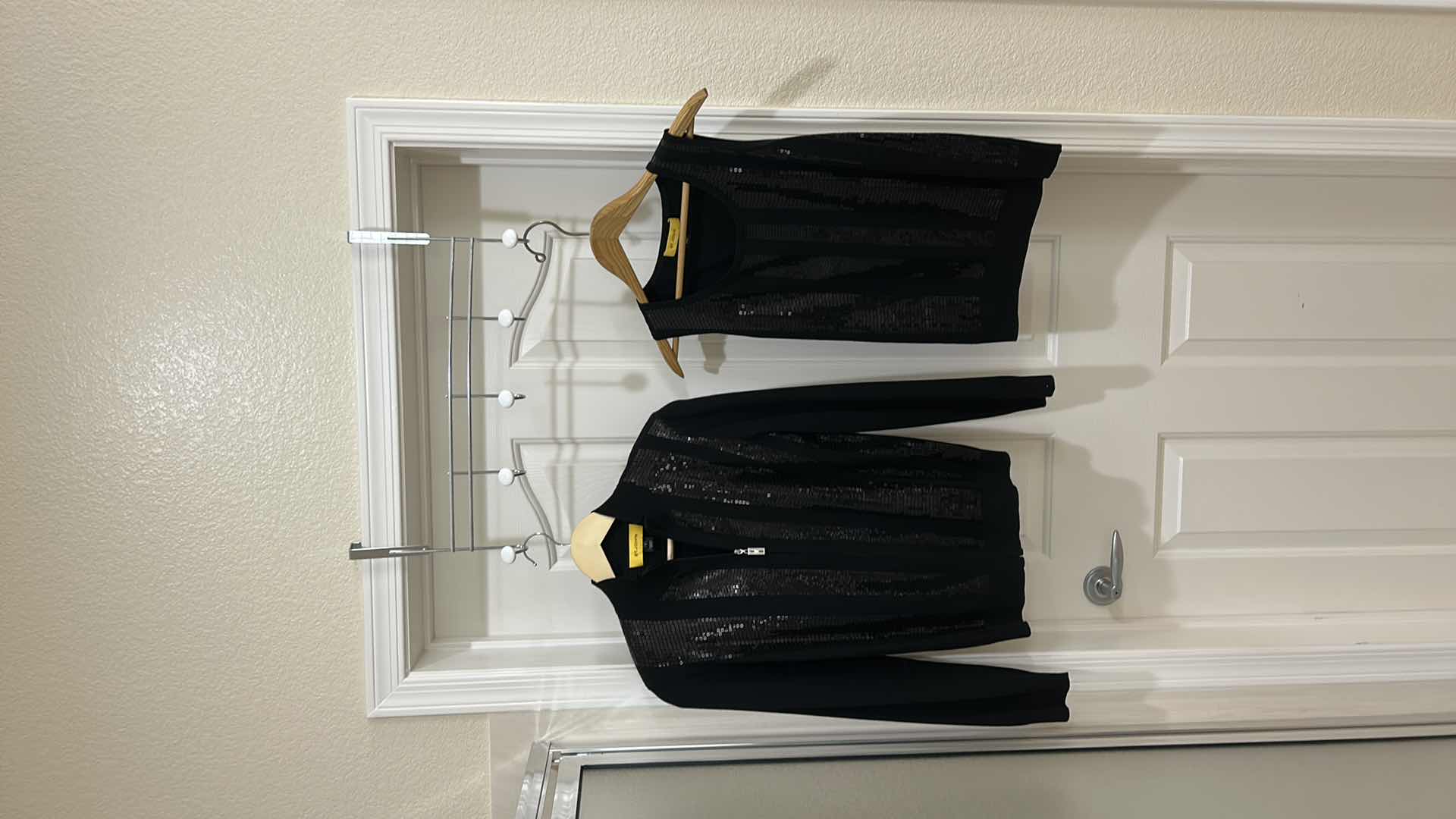 Photo 1 of ST JOHN DESIGNER BLACK W SILVER SWEATER W MATCHING TANK TOP (SIZE S/M)