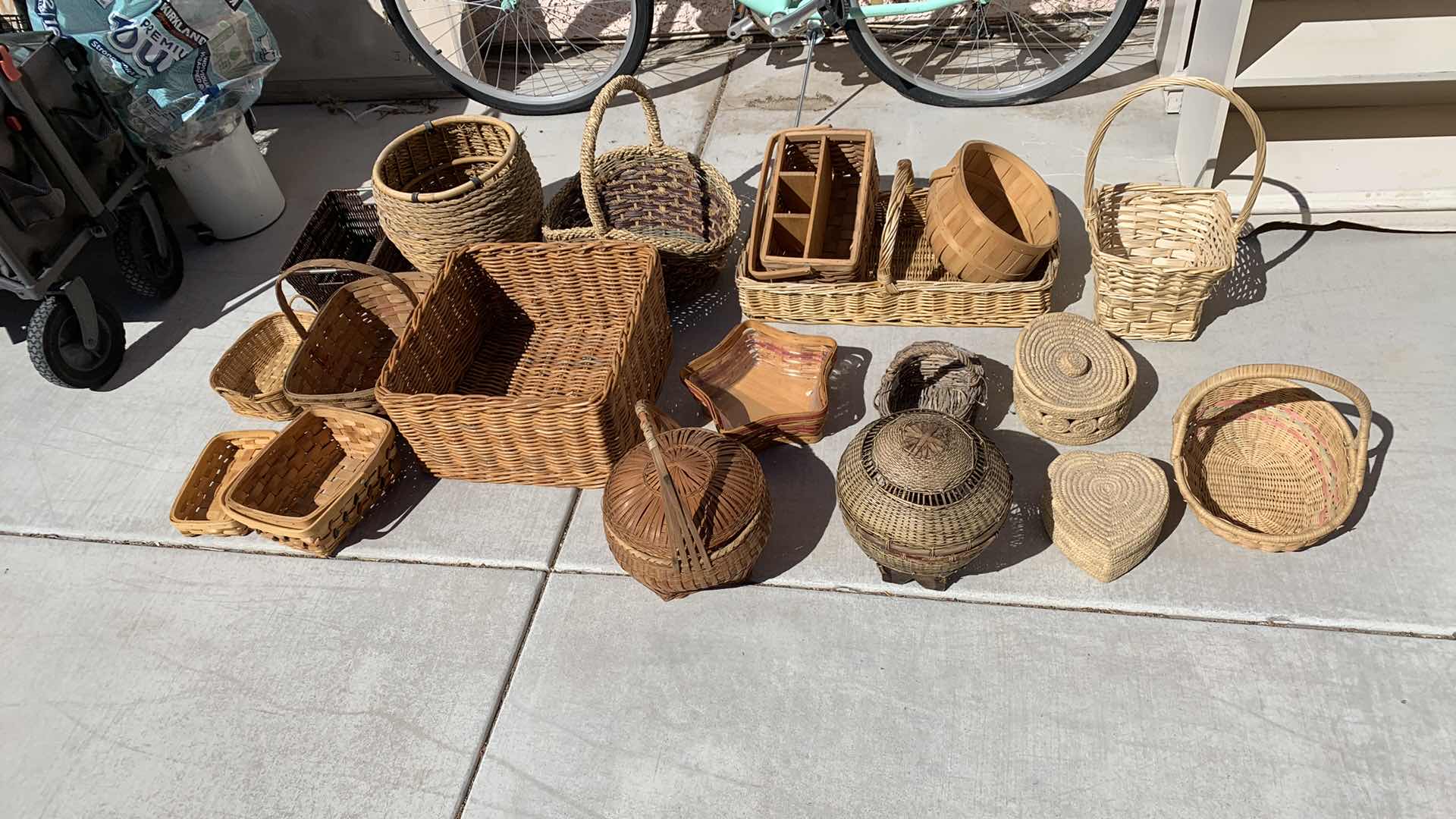 Photo 1 of 19-VARIOUS SIZES & STYLES OF WOVEN BASKETS