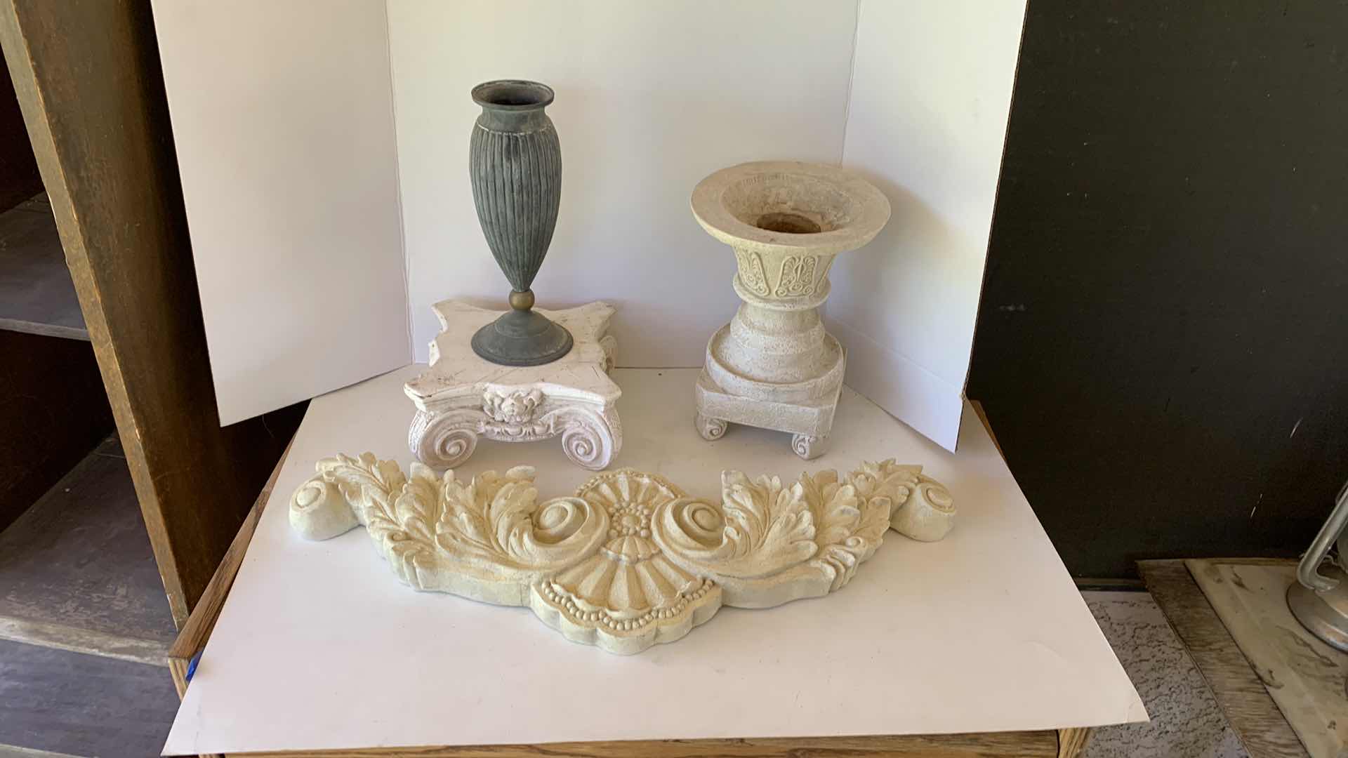 Photo 1 of COLUMN CANDLE HOLDER/ CLASSIC URN APPLIQUE/ SCROLL WALL DECOR