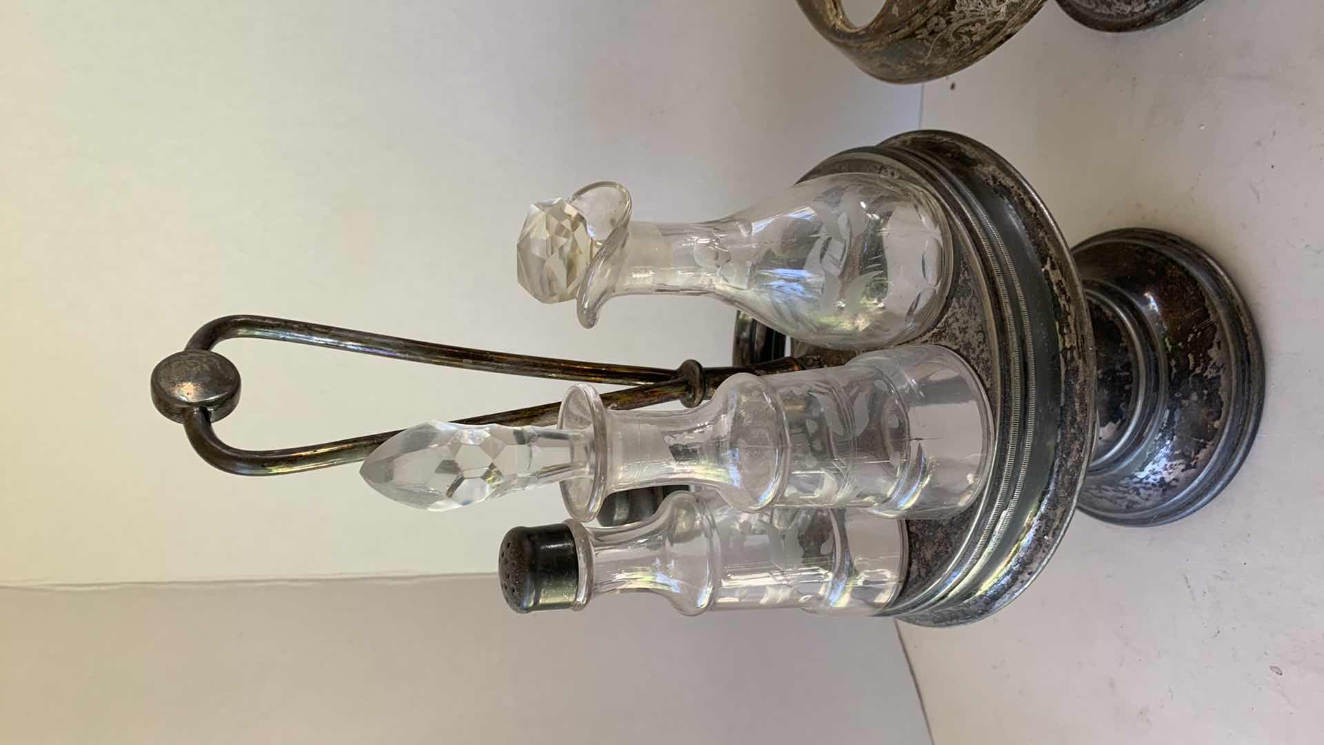 Photo 1 of PAIR OF ANTIQUE VICTORIAN STYLE SILVER PLATED CONDIMENT SET