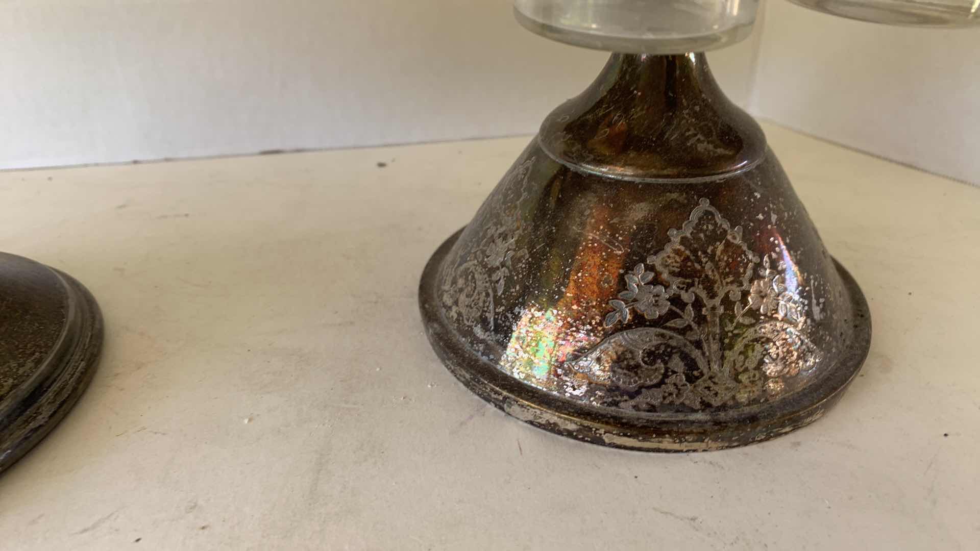 Photo 1 of PAIR OF ANTIQUE VICTORIAN STYLE SILVER PLATED CONDIMENT SET