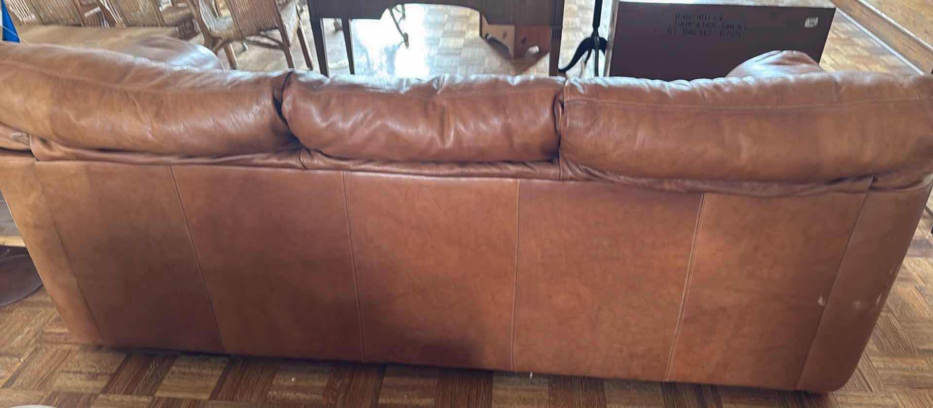 Photo 3 of 7’ TAN ARIZONA SADDLE LEATHER SOFA FROM THE LEATHER GUILD