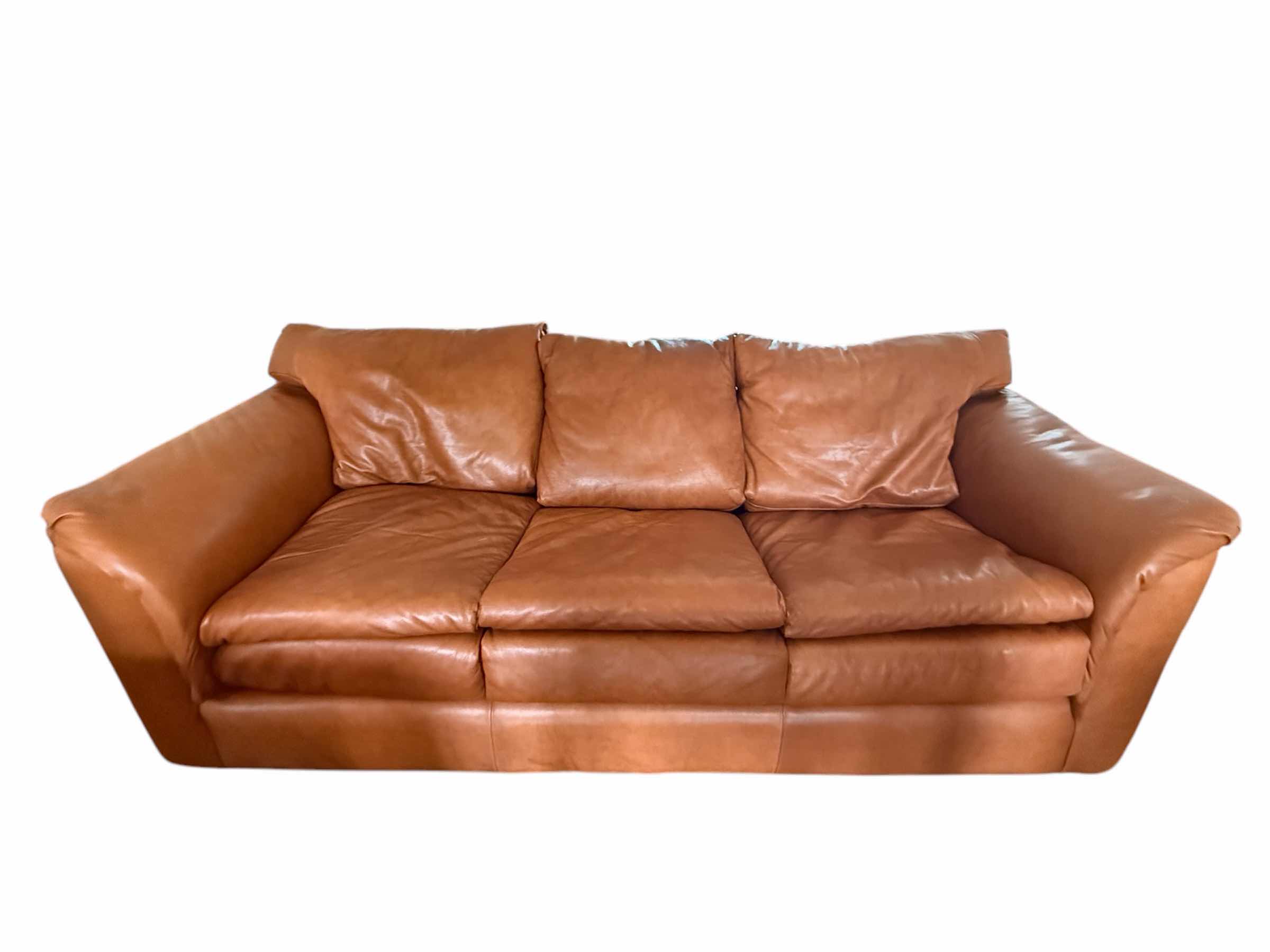 Photo 1 of 7’ TAN ARIZONA SADDLE LEATHER SOFA FROM THE LEATHER GUILD